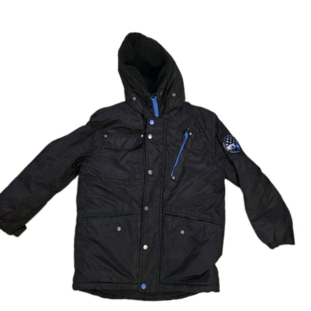 Big Chill Expedition Series Boys Black Hooded Sherpa Lined Winter Coat Dz 10/12